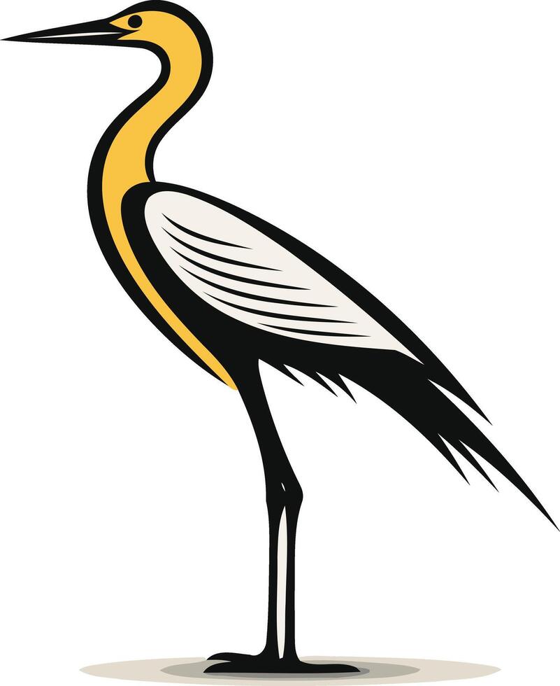 Stylized illustration of a crane, perfect for logo design, branding, or nature themed projects vector