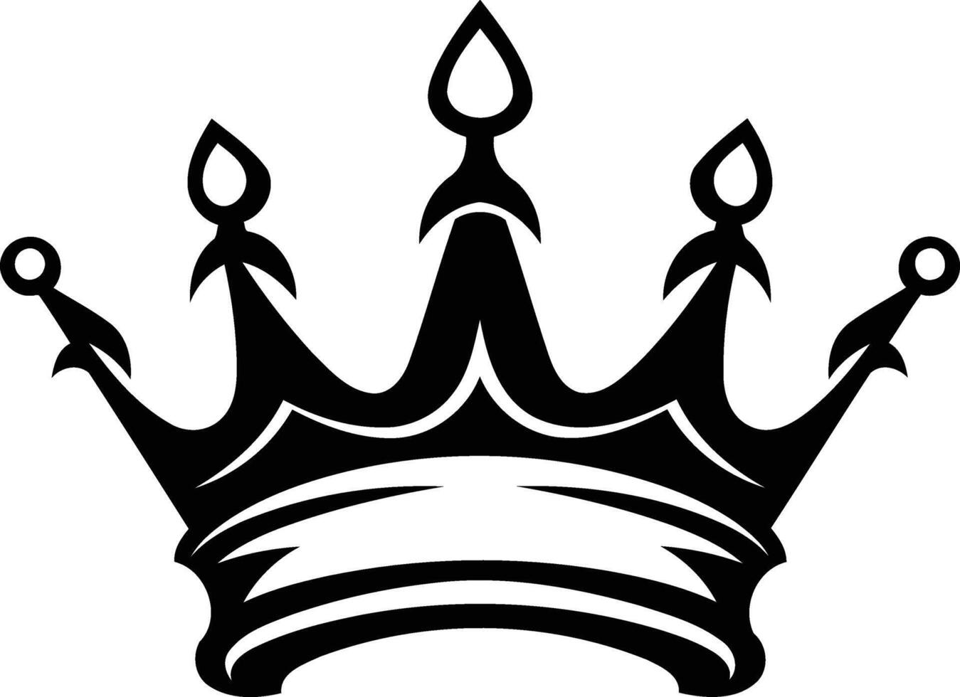 Simple yet elegant black and white illustration of a crown vector