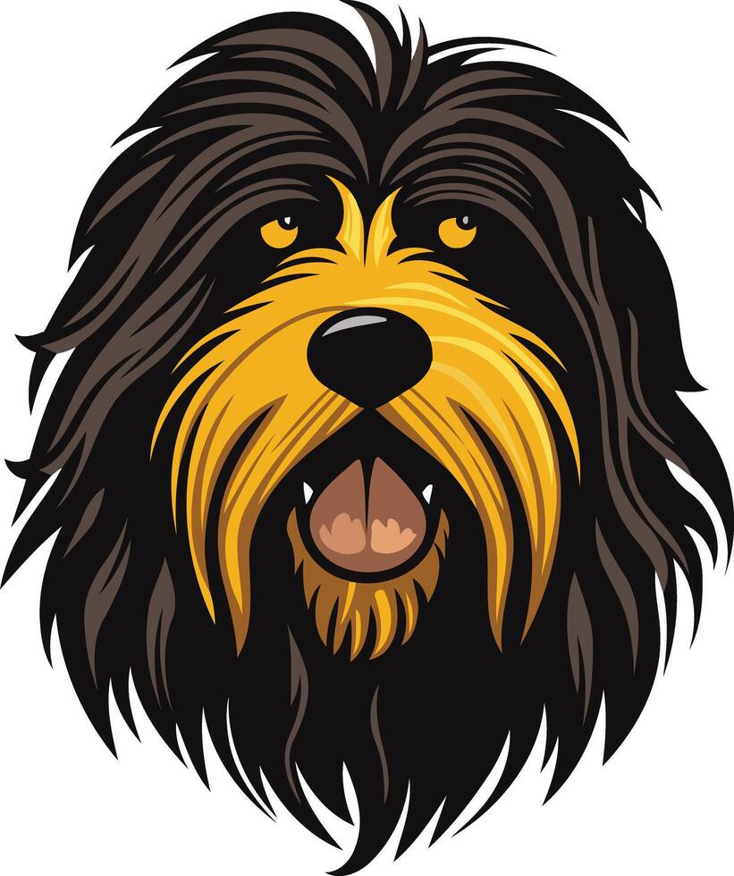 Cartoon illustration of a friendly looking black and yellow dog with a big smile vector