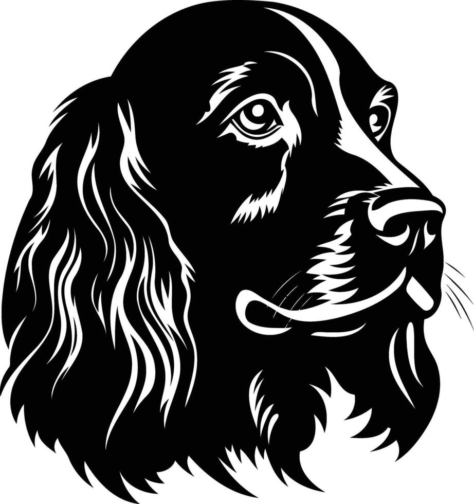 A bold and striking black and white illustration of a dog's head, perfect for use as a logo, tattoo design, or graphic element vector