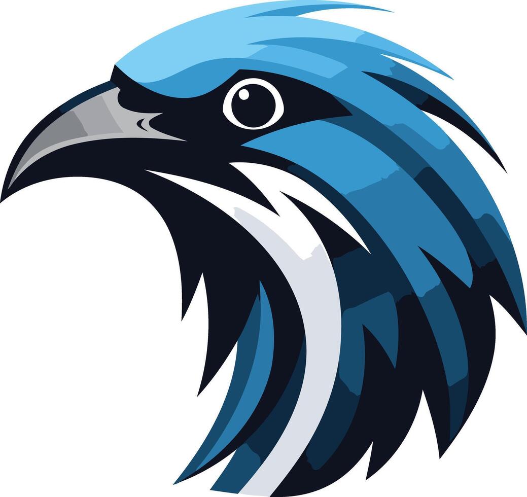 A bold and striking blue falcon head logo design, perfect for brands seeking a powerful and dynamic image vector