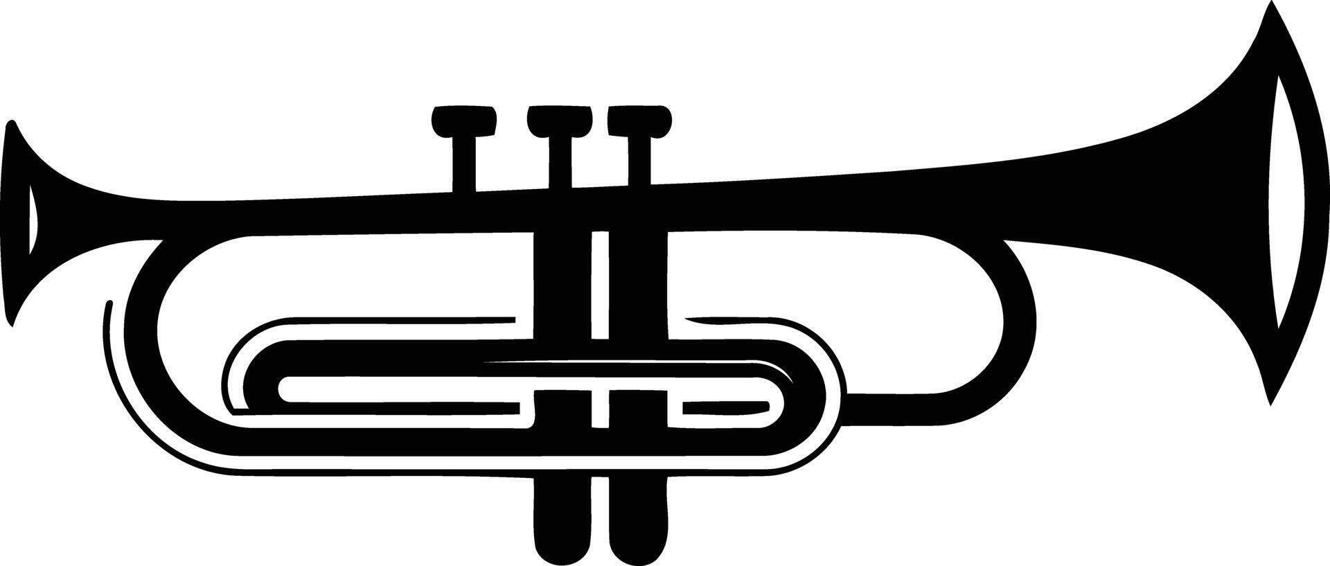 Simple black and white illustration of a trumpet, perfect for music related designs vector