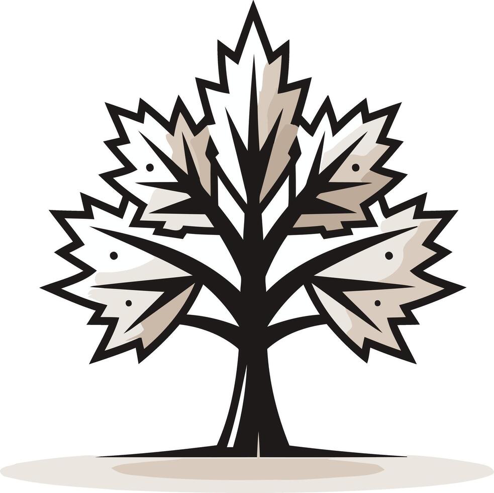 Stylized Illustration of a Tree with Five Leaves vector