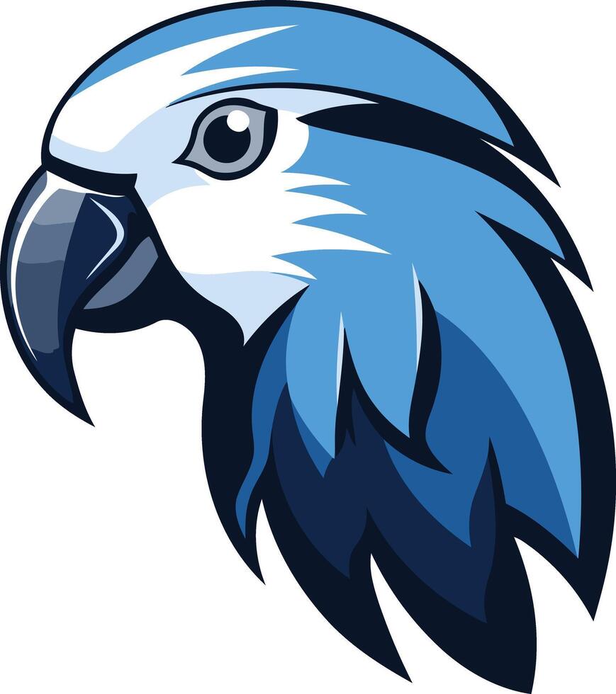 A bold and vibrant blue parrot head mascot, perfect for branding, logos, or any project needing a touch of tropical flair vector