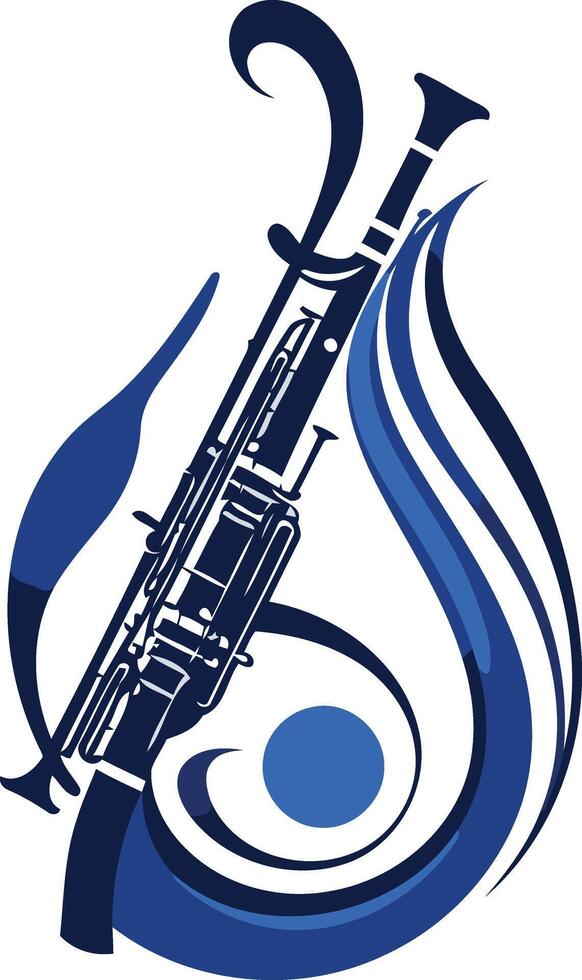 Blue Oboe with Swirling Abstract Design vector
