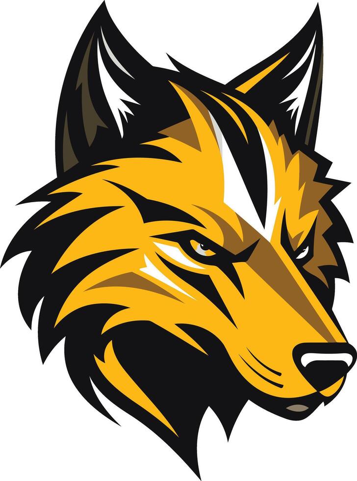Powerful and fierce, this yellow and black wolf head logo design is perfect for a sports team, brand, or organization seeking a bold and impactful image vector