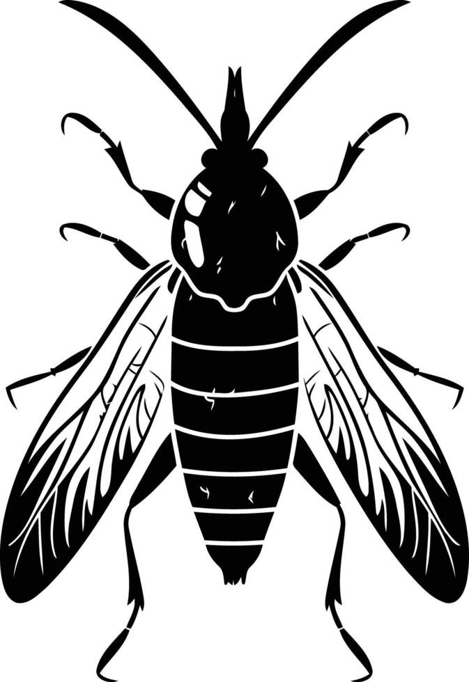 A striking black and white illustration of a fly, perfect for creating a bold and graphic tattoo design vector