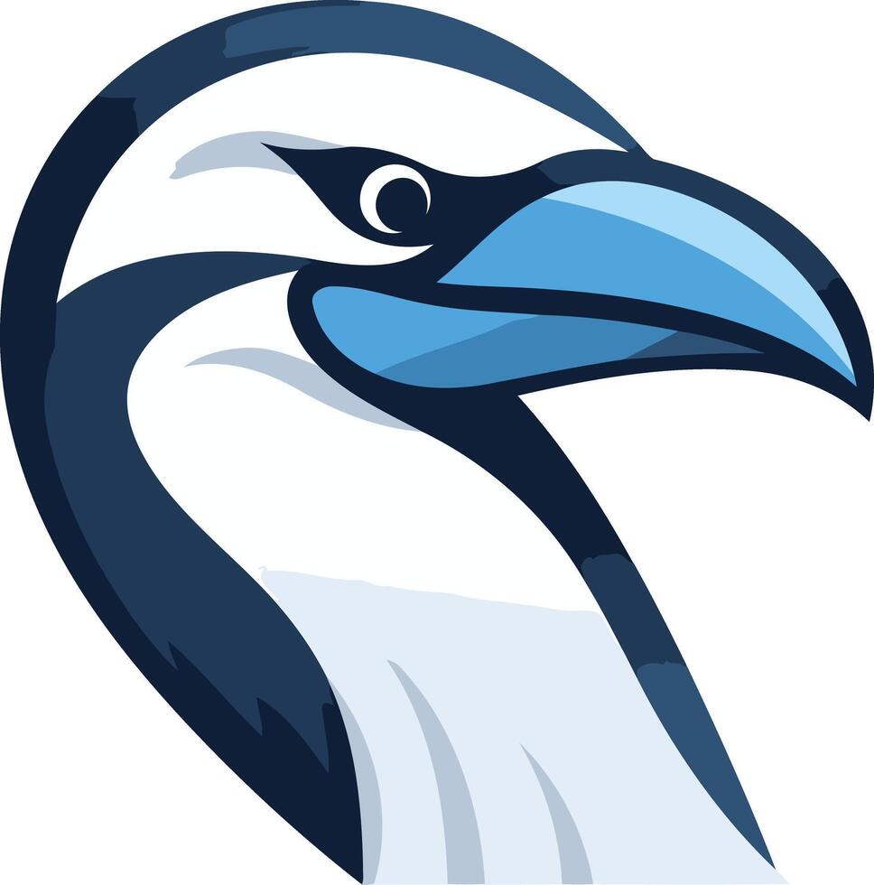 Bold and striking, this illustration features the head of a gannet in a modern, stylized design vector