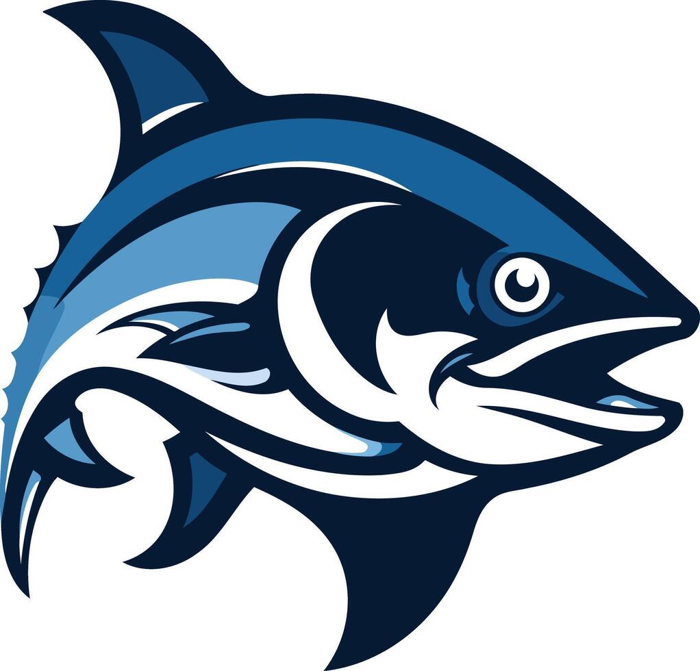 Blue and White Fish Illustration vector