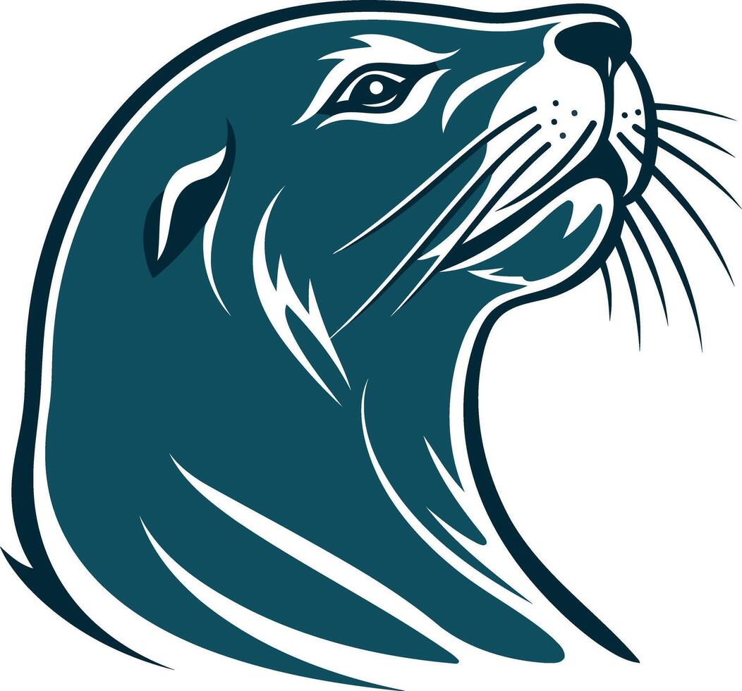 Sea Lion Profile in Teal vector