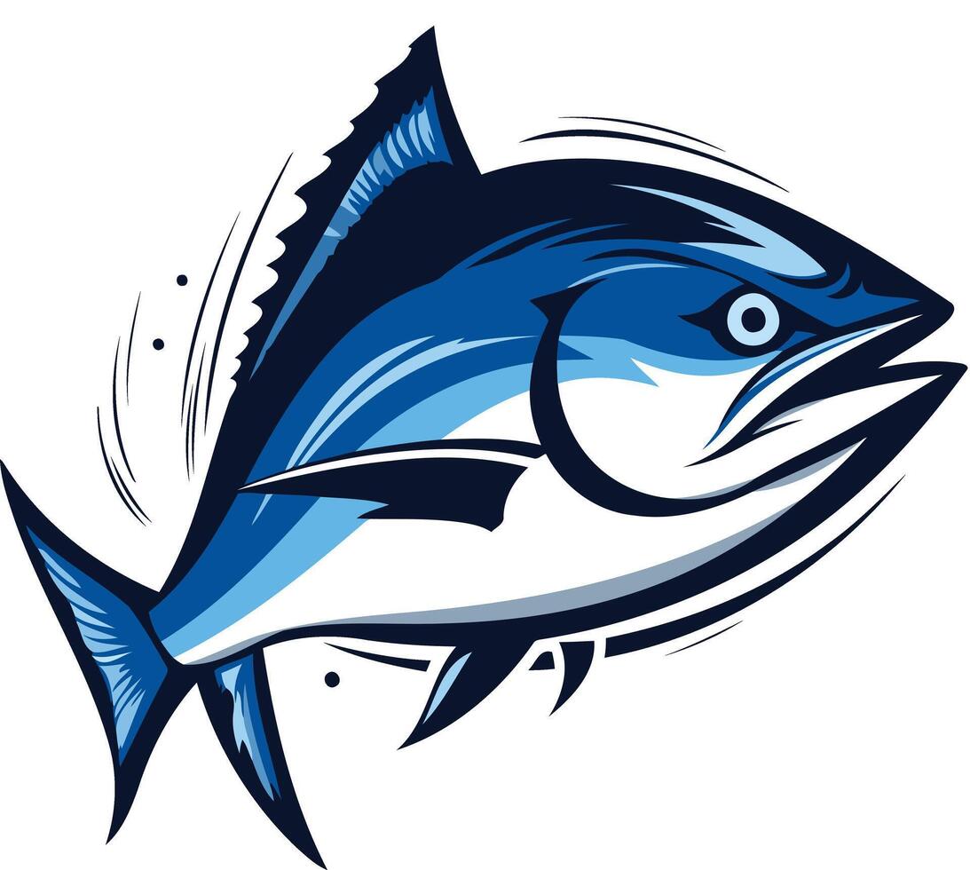 A fierce and dynamic illustration of a tuna fish, perfect for branding, logos, or fishing-related designs vector