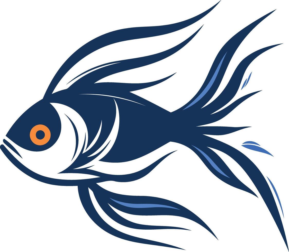 Stylized Blue Fish Illustration vector