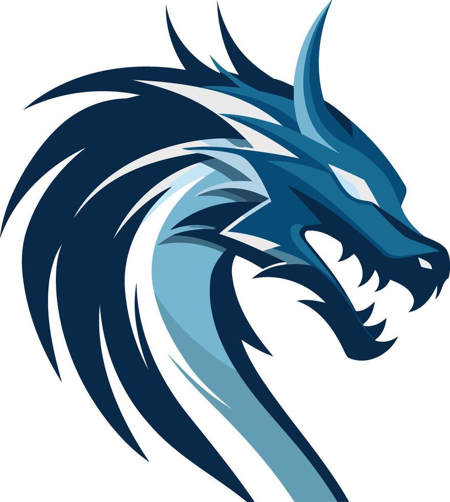 A fierce blue dragon head logo, perfect for gaming, sports, or tech brands looking for a powerful and mythical symbol vector