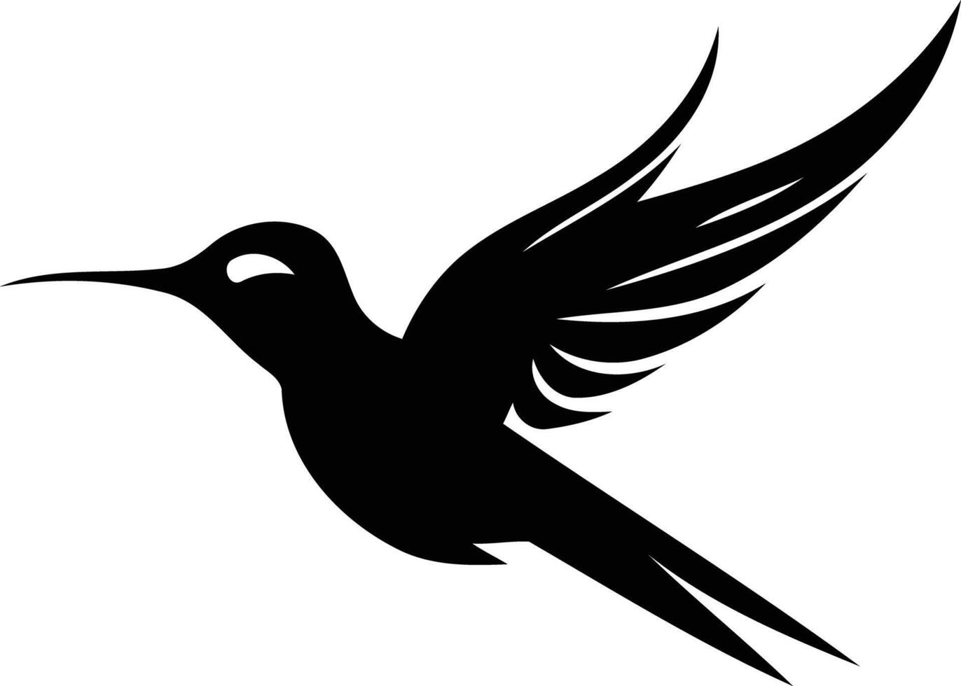 Black and white silhouette of a hummingbird in flight vector