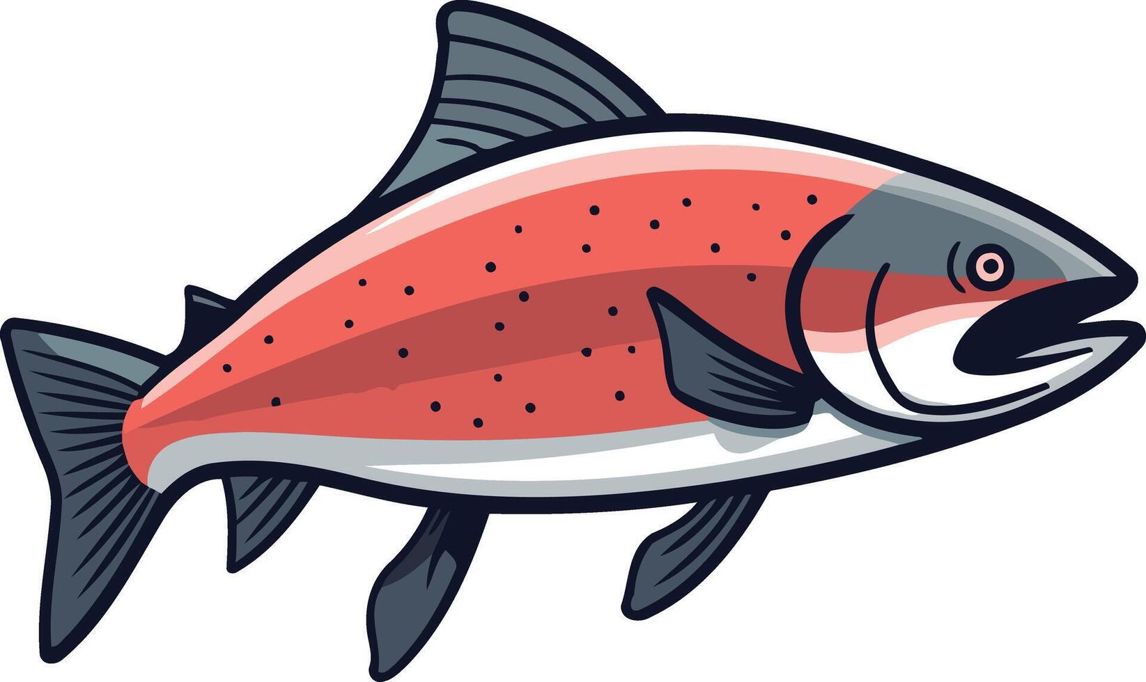 Cartoon Illustration of a Red Salmon vector