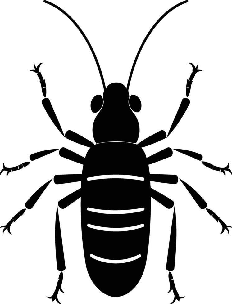 A simple, bold silhouette of a beetle, perfect for creating illustrations, designs, and logos related to insects, nature, and the environment vector