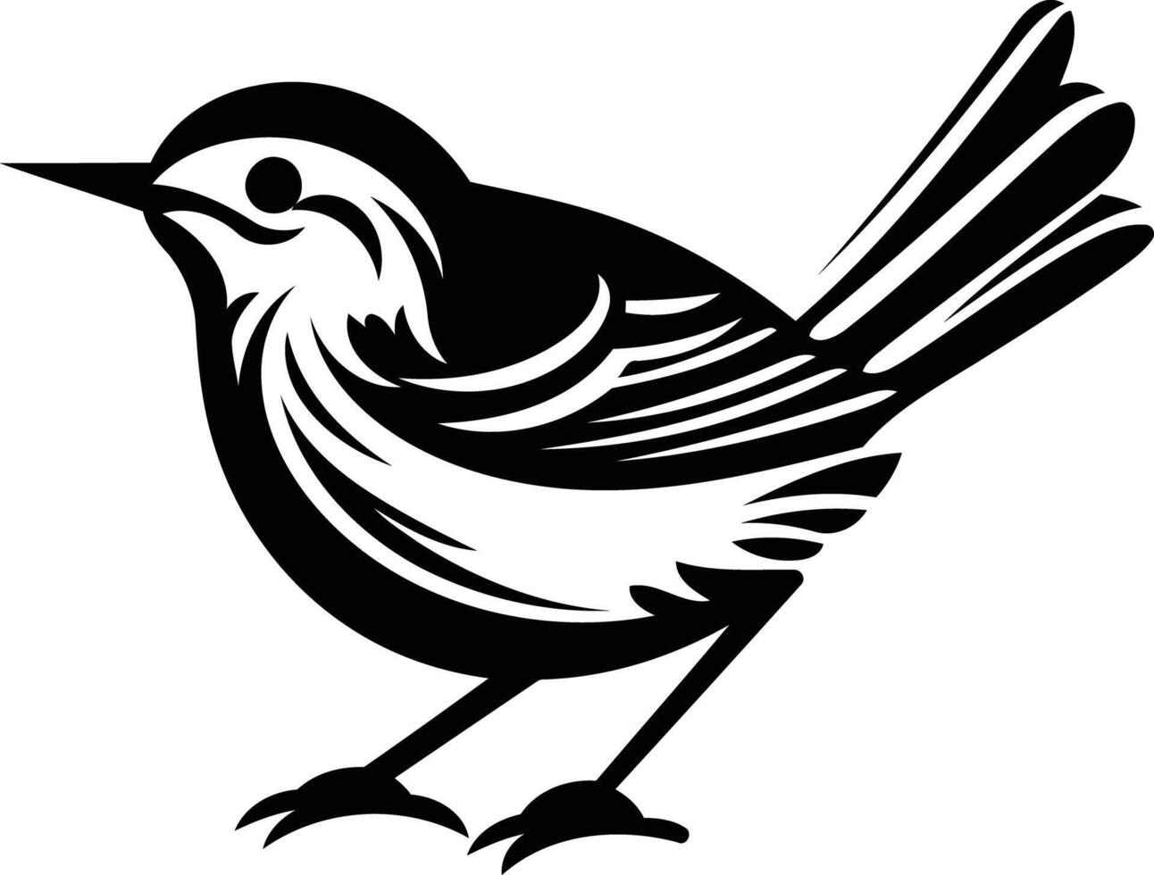 A stylized black and white illustration of a bird, perfect for branding, logo design, or nature-themed projects vector