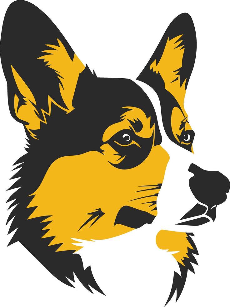 A bold and stylish illustration of a corgi head, perfect for pet lovers, businesses, and brands seeking a unique and friendly logo vector