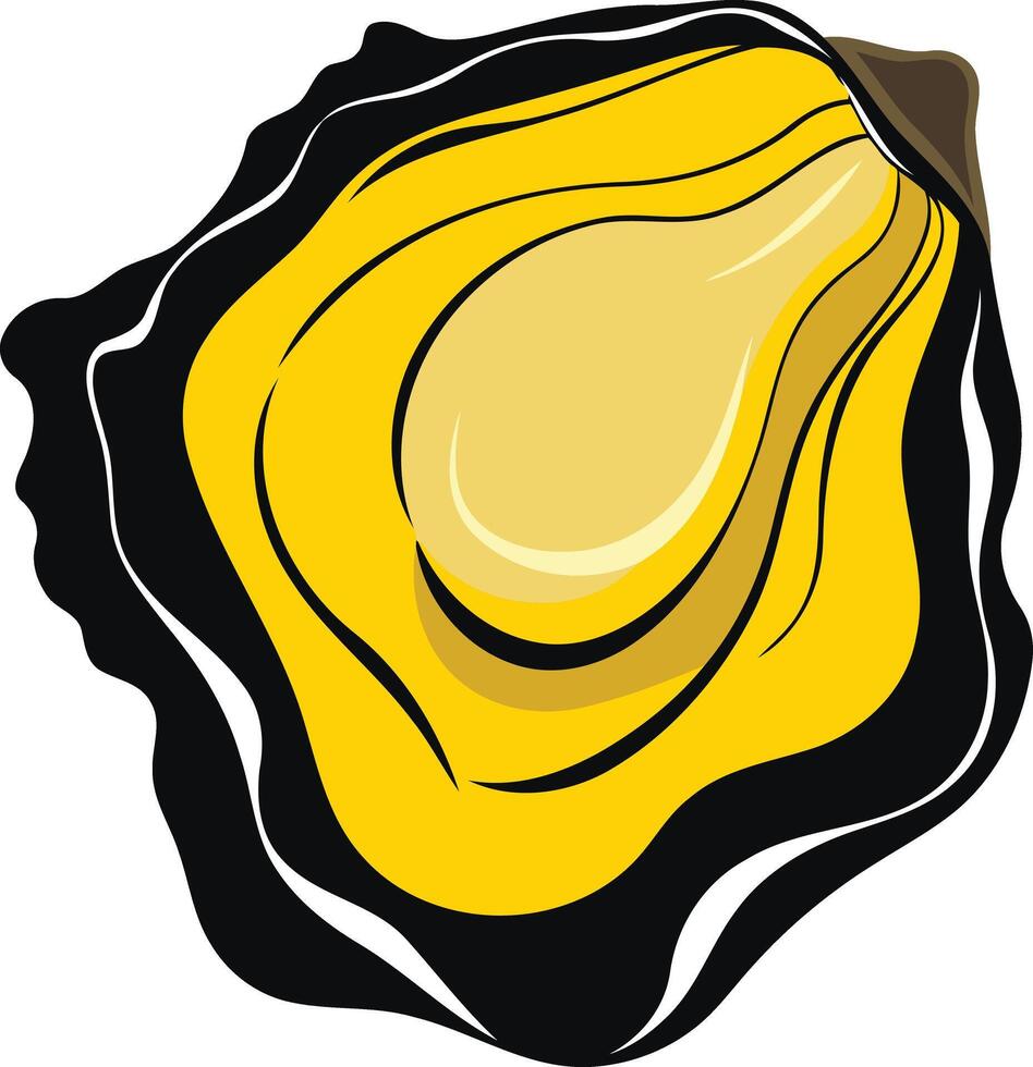 A vibrant yellow oyster shell illustration, perfect for menus, seafood branding, or culinary designs vector