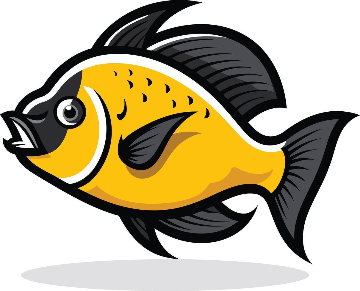 Cartoon Yellow Fish with Black Fins vector