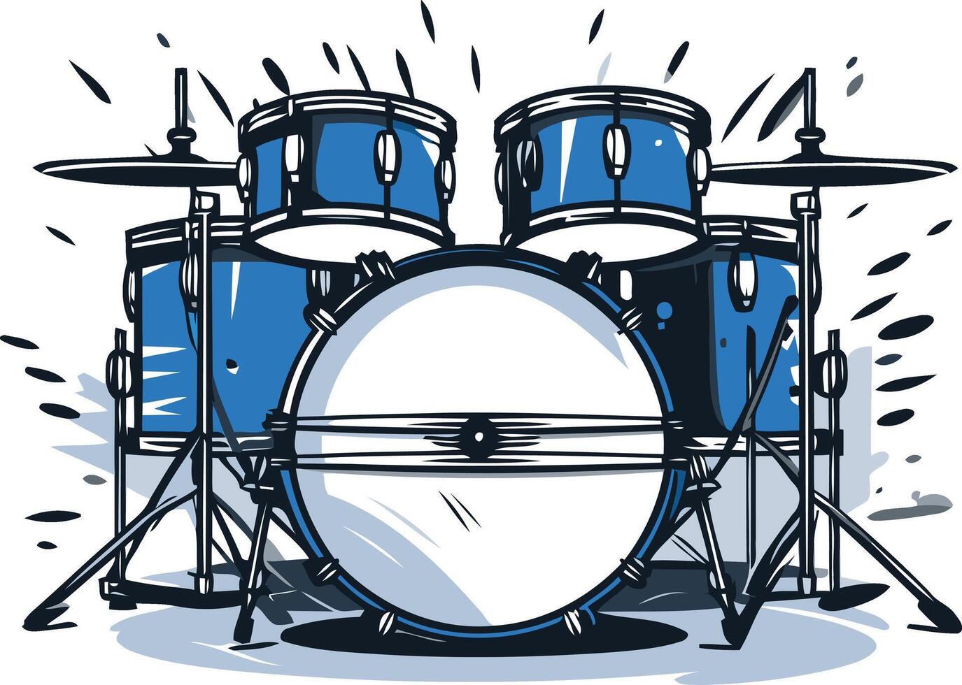 A stylized illustration of a drum set, perfect for music-related designs, t-shirts, posters, and more vector