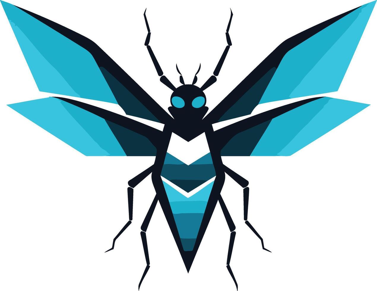Abstract Geometric Insect with Blue and Black Wings vector