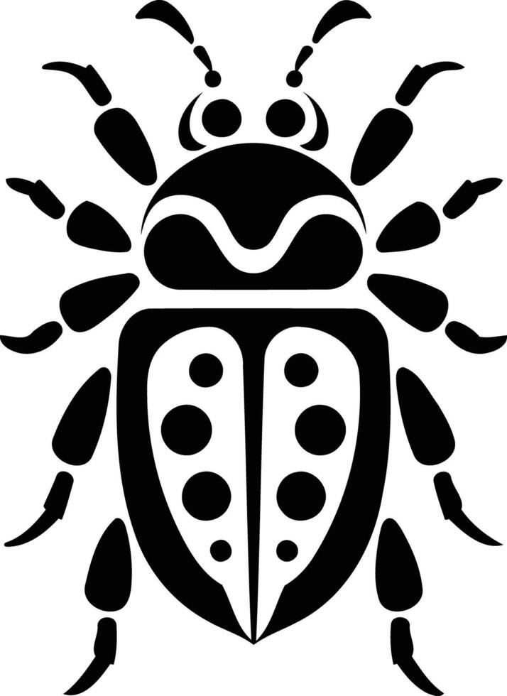 Stylized black and white illustration of a beetle, perfect for tattoo design, branding, and nature-inspired art vector