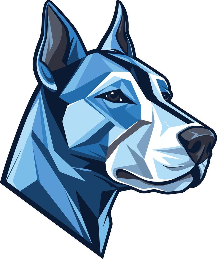 Blue Dog Portrait in Geometric Style vector