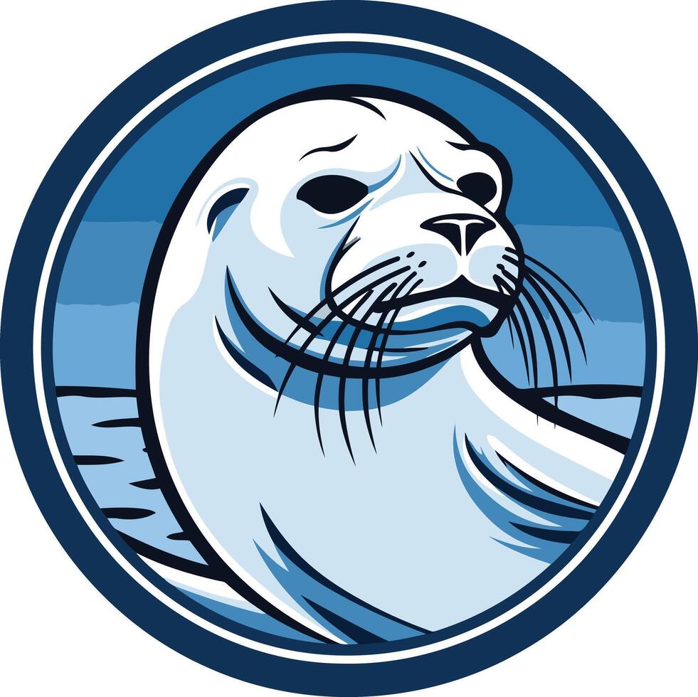 A stylized illustration of a seal's head, perfect for logos, branding, and marine-themed designs vector