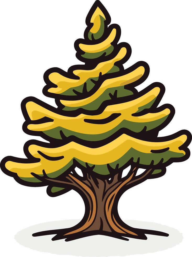 A stylized cartoon tree with green and yellow foliage, perfect for ecological or nature-themed branding or illustrations vector