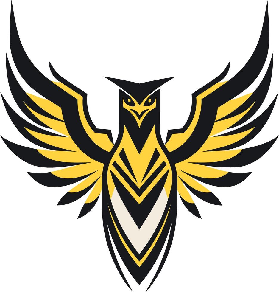 Stylized Black and Yellow Eagle with Spread Wings vector