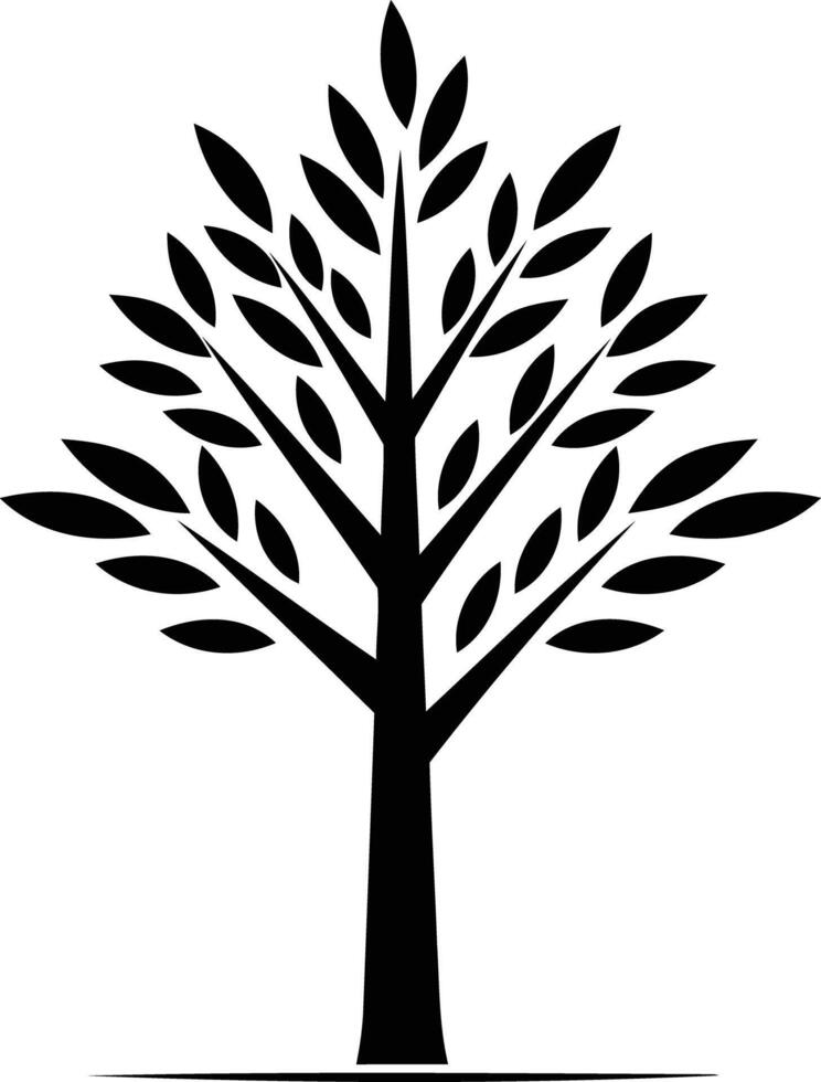 Simple black and white silhouette of a stylized tree, perfect for logo design, branding, or nature-themed illustrations vector