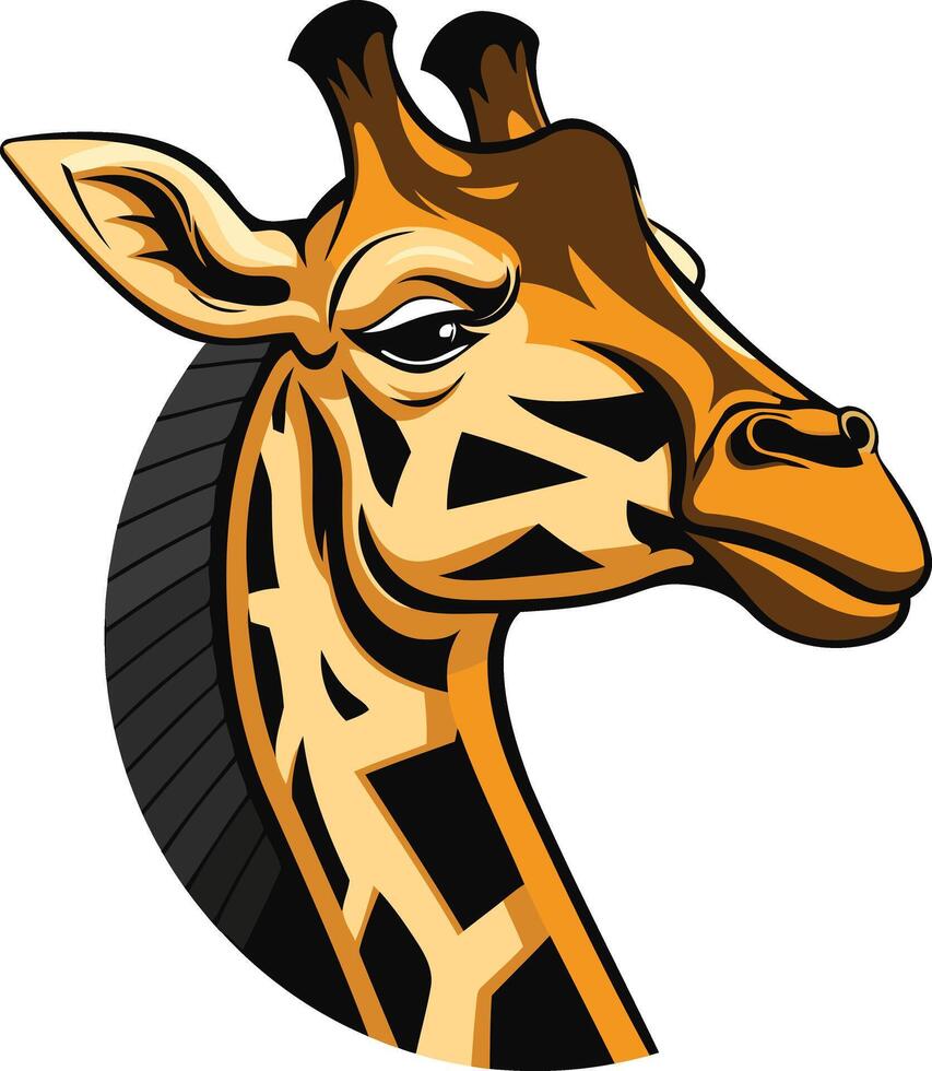 A bold, cartoon-style giraffe head, perfect for branding, logos, or mascot designs vector