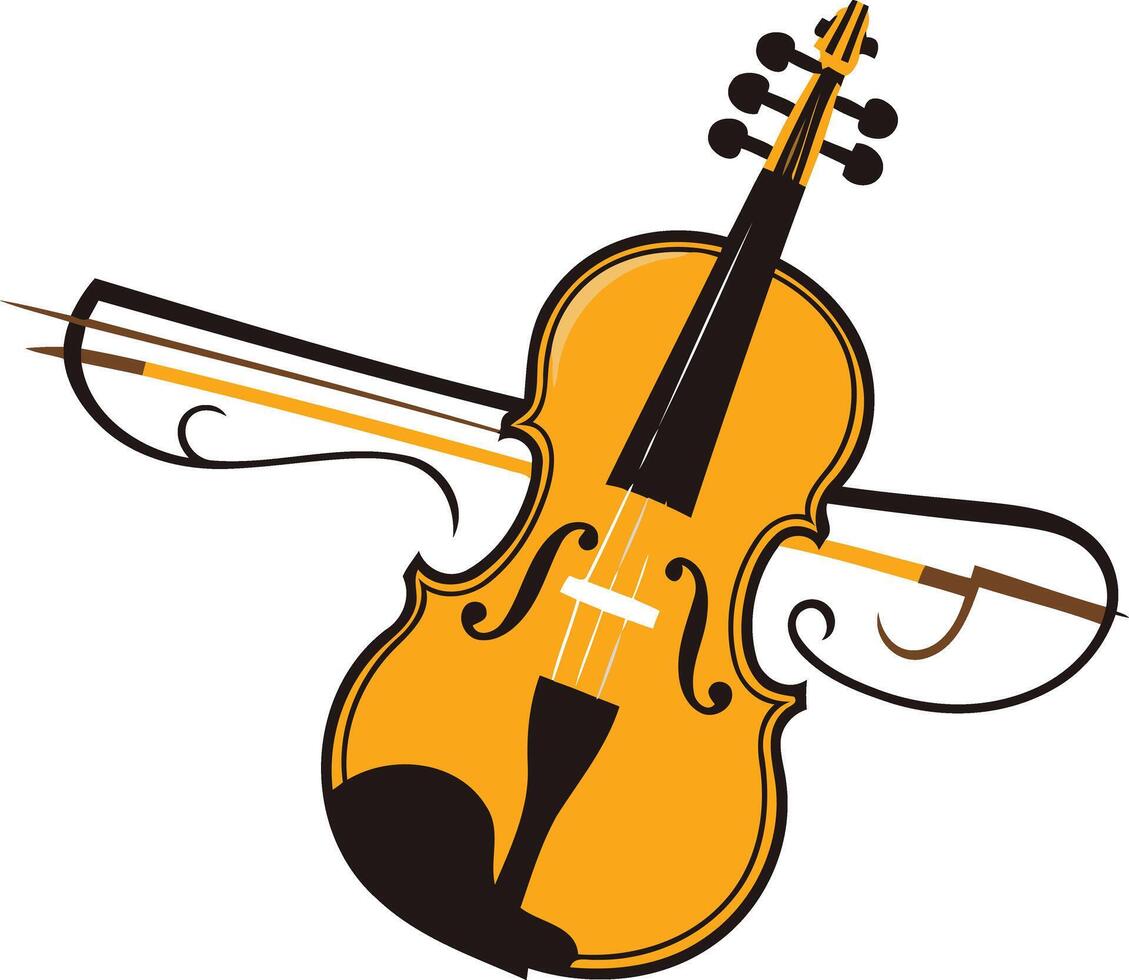 A stylized violin with wings, perfect for music related designs, logos, and branding vector