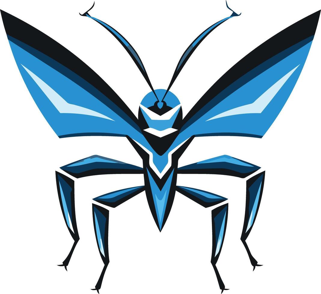 Abstract blue and black butterfly logo design with sharp, geometric lines vector