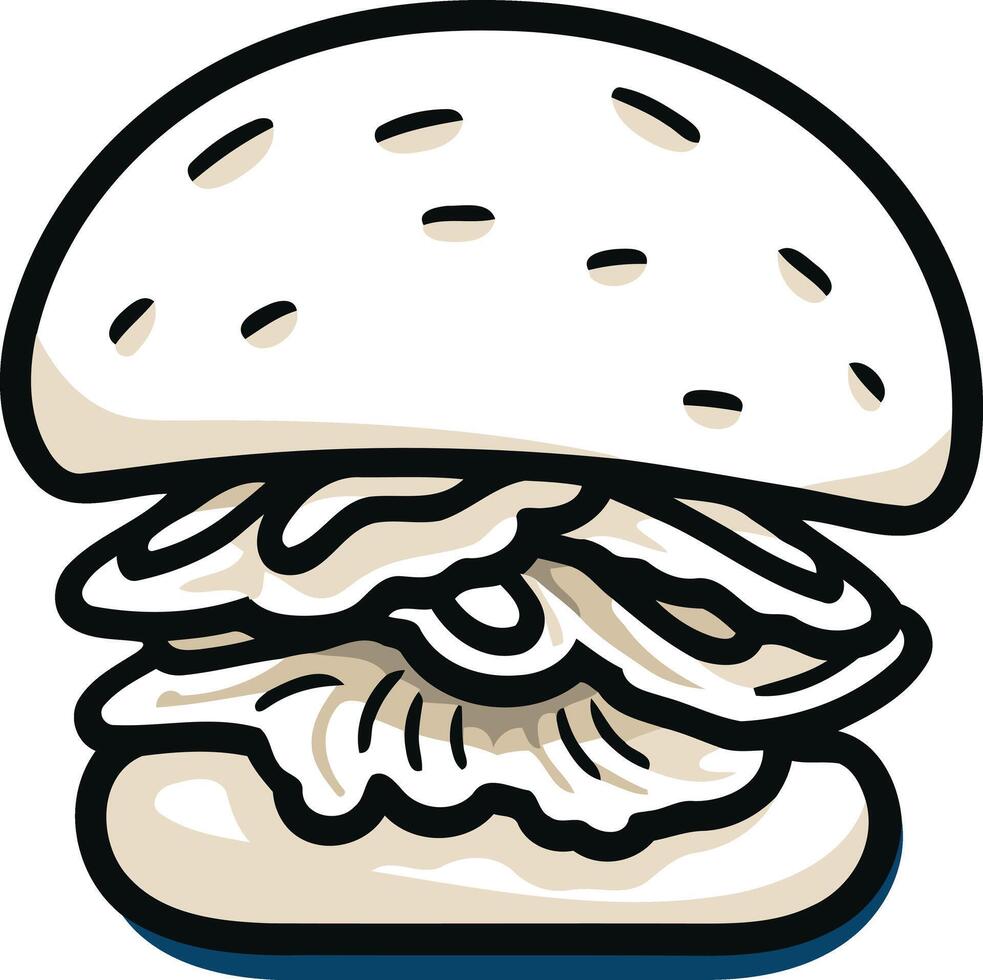 Cartoon illustration of a simple hamburger, perfect for branding, menus, or social media vector
