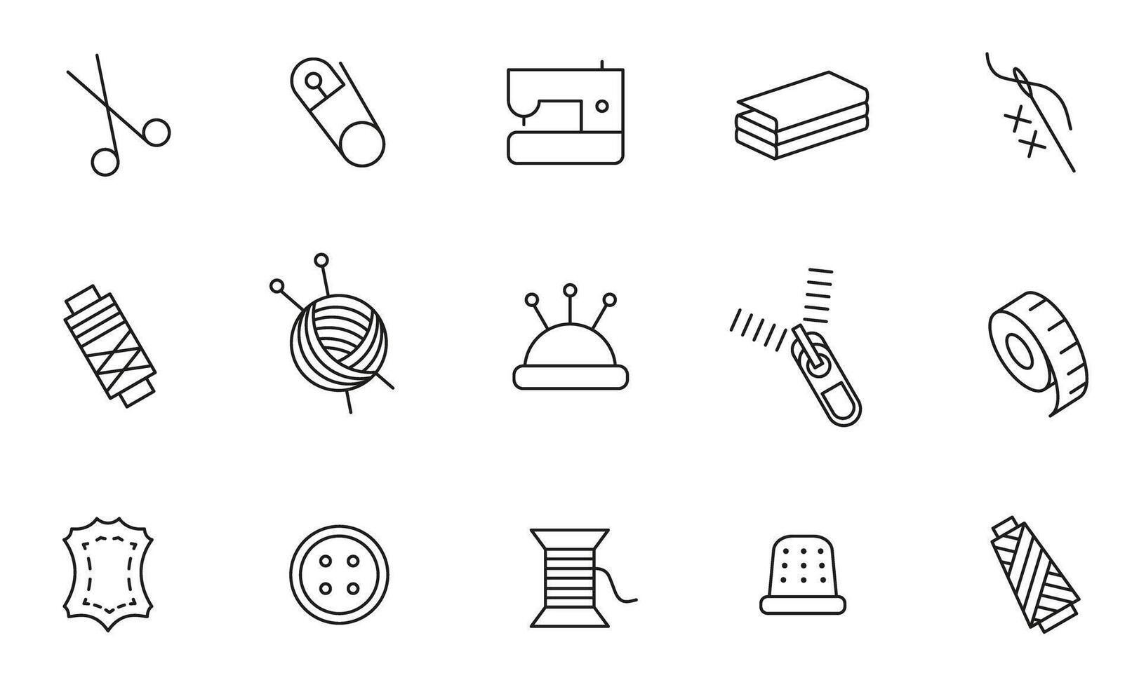 Outline Icons of Sewing and Crafting Tools vector
