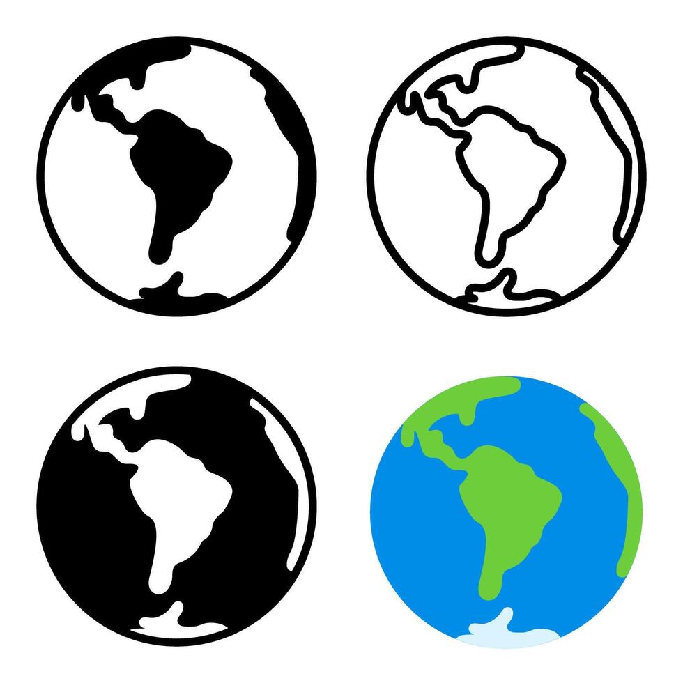 Various Earth Globe Icons in Different Styles vector