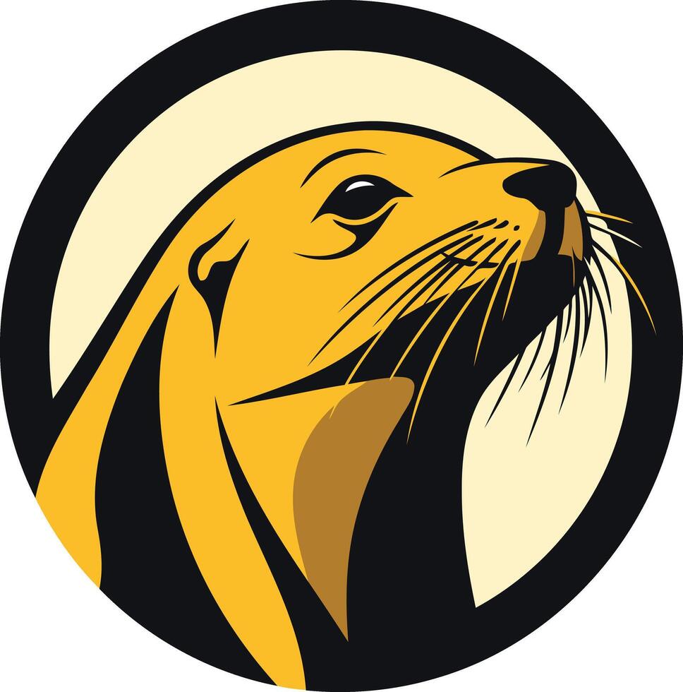 A bold, graphic illustration of a sea lion's head, perfect for branding or as a mascot for a marine related business vector