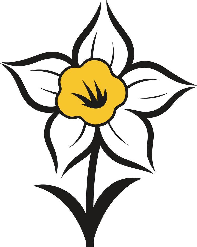 Simple Illustration of a Yellow Daffodil vector