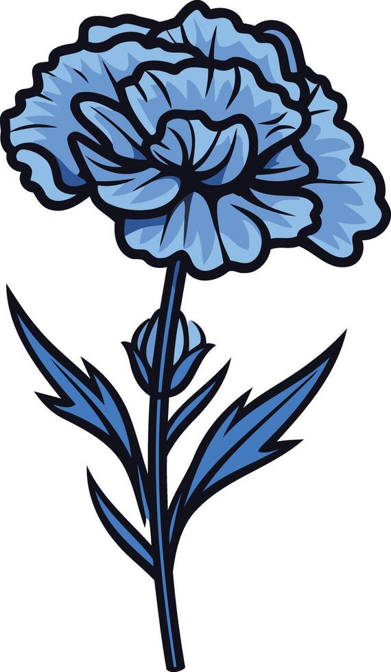 A single blue carnation flower with a bud, perfect for adding a touch of elegance and beauty to your design projects vector