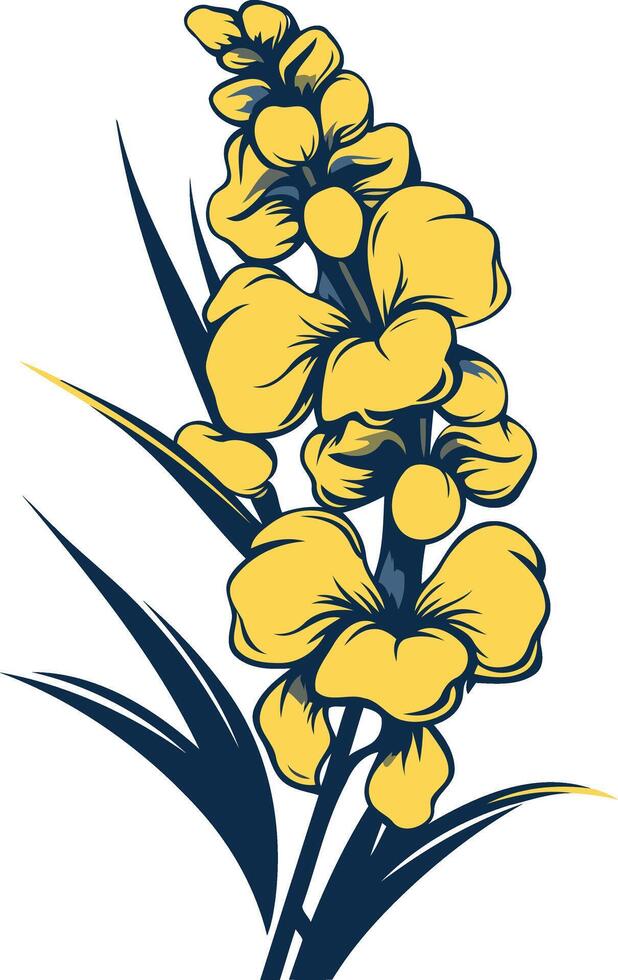 Yellow Flowers with Blue Stem vector
