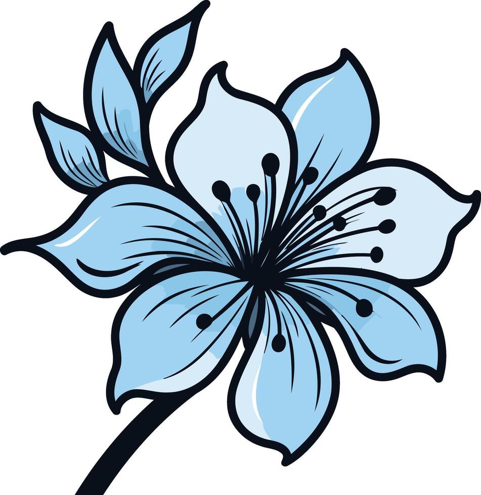 Elegant blue flower illustration perfect for branding, websites, and social media vector