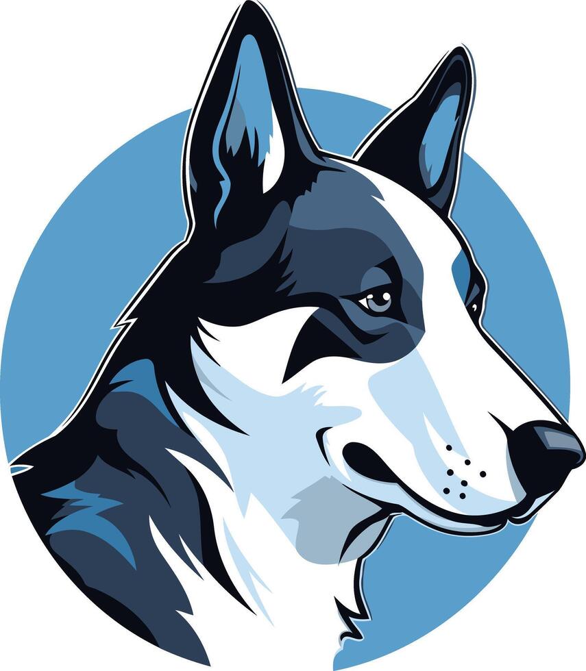 A Cartoon Husky Dog With Blue and White Fur vector
