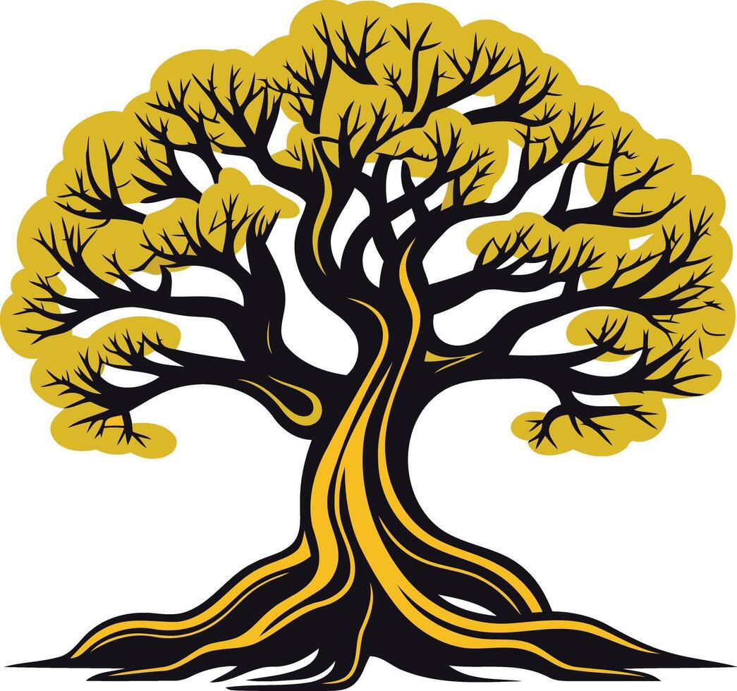 Golden Tree with Deep Roots vector