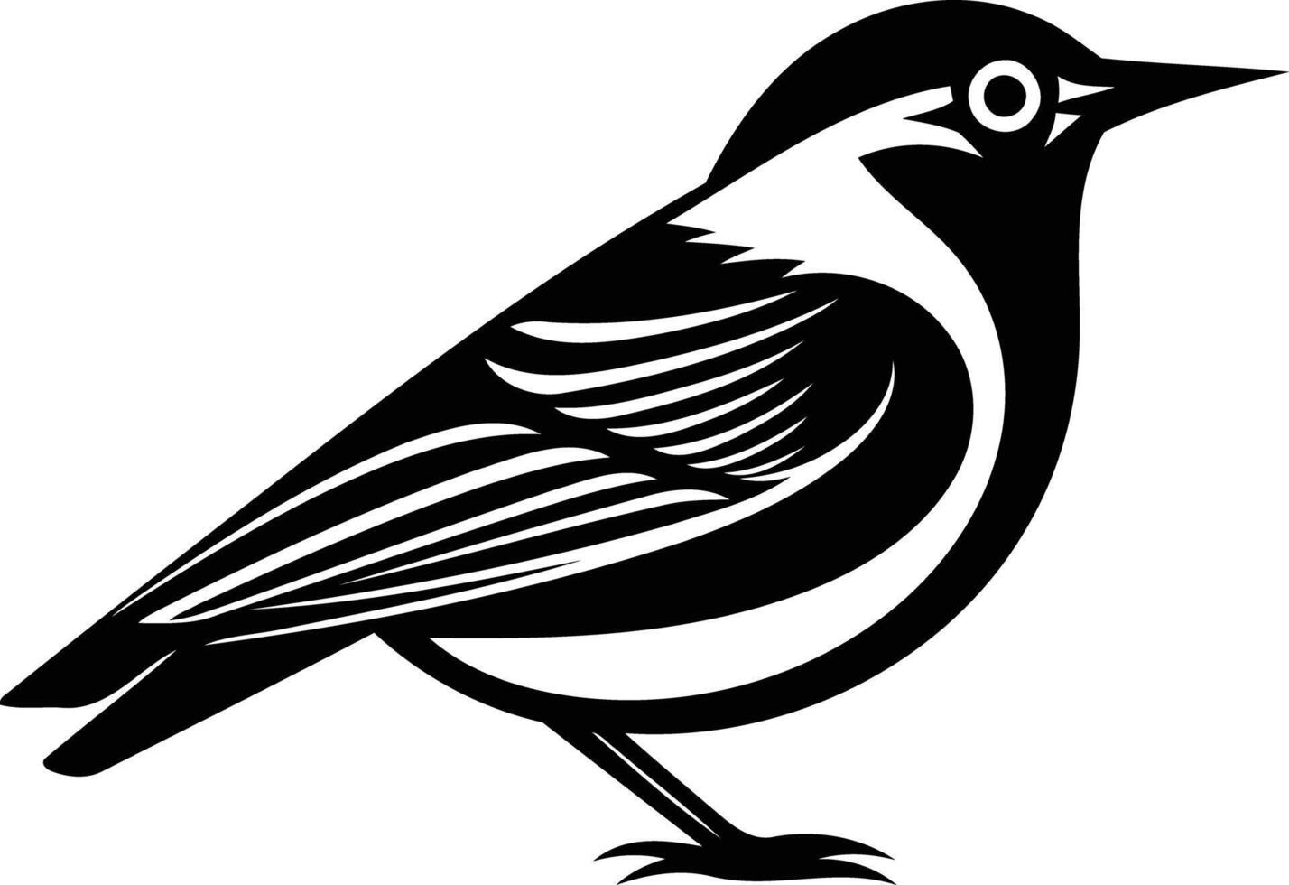 Simple black and white illustration of a bird in a minimalist style vector