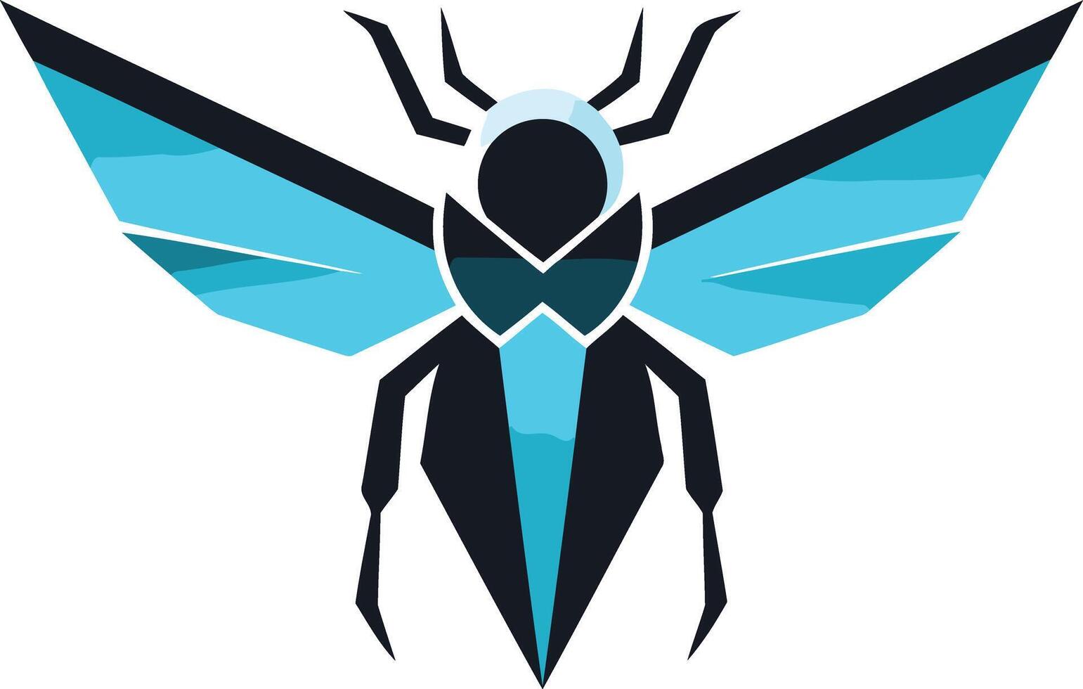 A sleek, modern logo featuring a stylized insect with bold, geometric wings vector