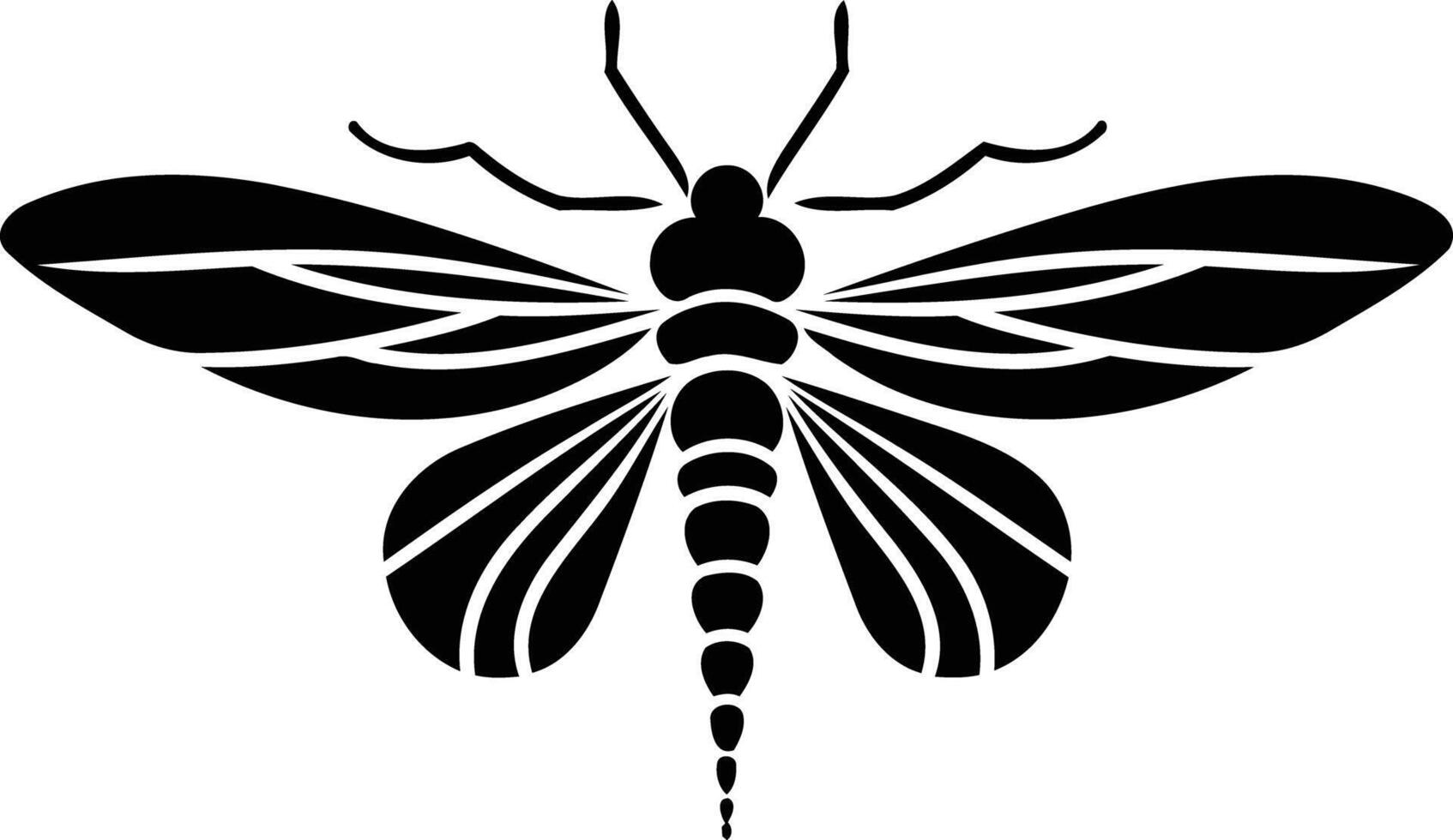 Stylized silhouette of a moth in black and white vector