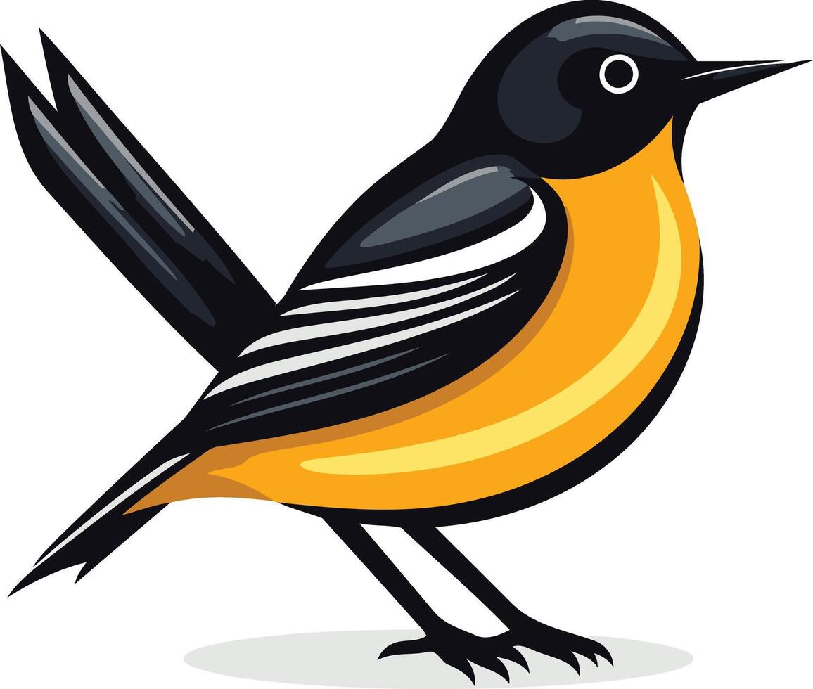 Cartoon Illustration of a Yellow and Black Bird vector