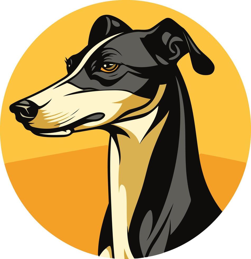Black and White Greyhound Dog Portrait vector